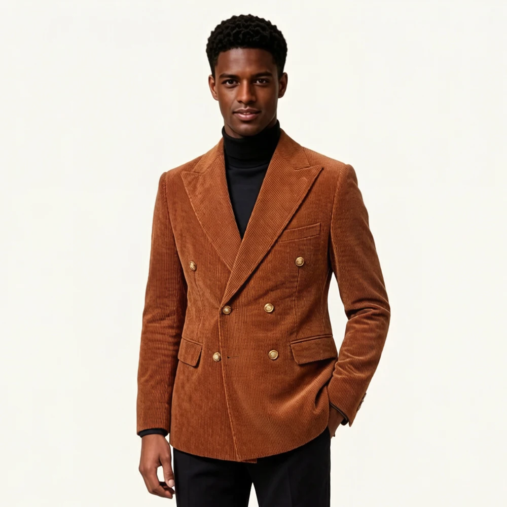 Corduroy Men Suits Double Breasted Africa Single Jacket Peaked Lapel Vintage Wedding Tuxedo Business Office Blazer Customized
Corduroy Men Suits Double Breasted Africa Single Jacket Peaked Lapel Vintage Wedding Tuxedo Business Office Blazer Customized