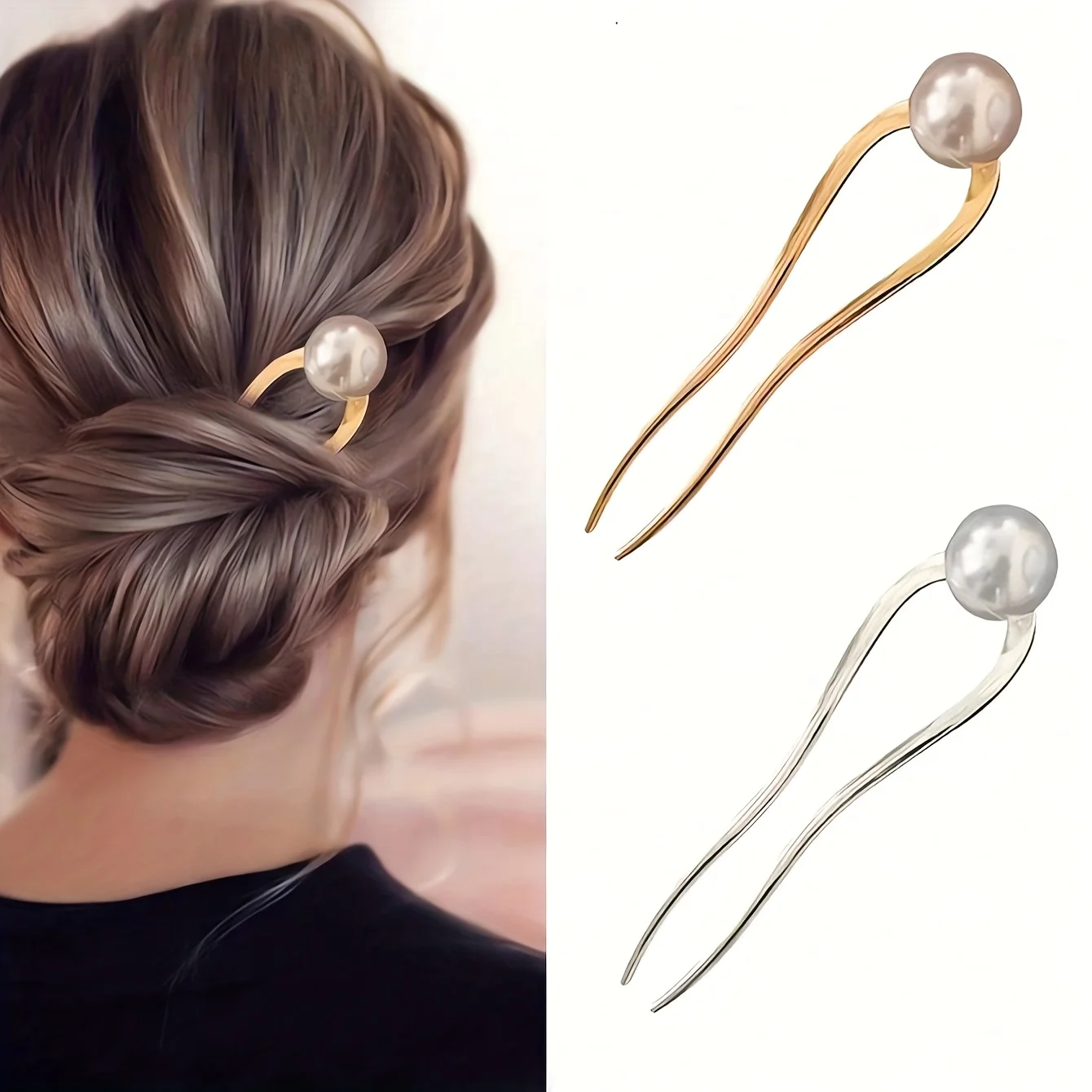 2Pcs women's alloy U-shaped pearl hairpin, simple and exquisite, high-end sense, back head, ball head, disc hair, semi-tied hair, decorative hairpin, light luxury, niche fashion design
2Pcs women's alloy U-shaped pearl hairpin, simple and exquisite, high-end sense, back head, ball head, disc hair, semi-tied hair, decorative hairpin, light luxury, niche fashion design