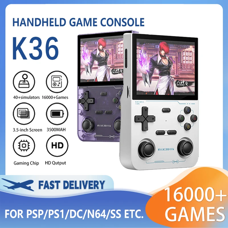 Open Source K36 Retro Handheld portable Video Game Console 500nit 3.5 Inch IPS Screen 16000 Games Emulator for PS1/PSP/DC/N64/SS
Open Source K36 Retro Handheld portable Video Game Console 500nit 3.5 Inch IPS Screen 16000 Games Emulator for PS1/PSP/DC/N64/SS