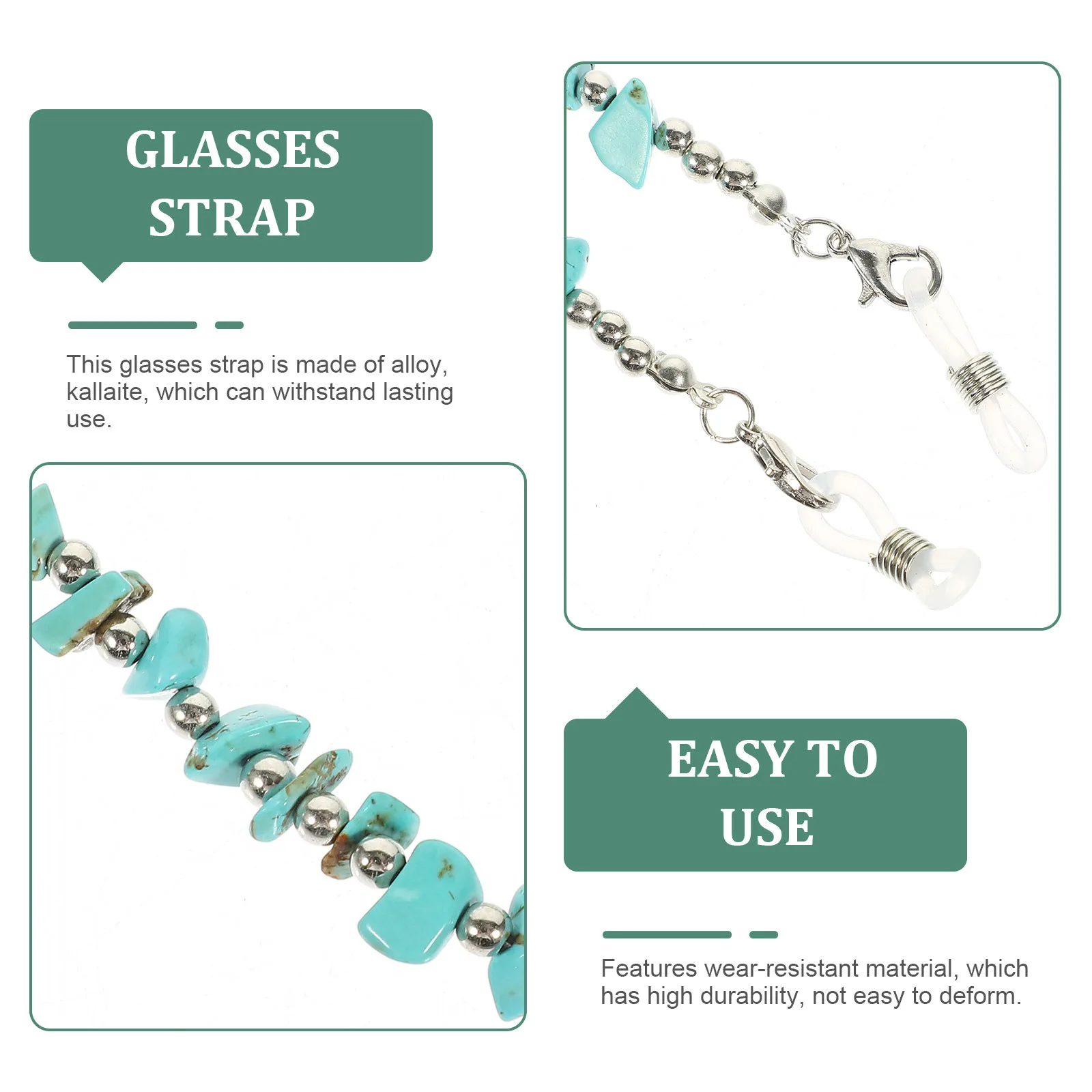 Turquoise Irregular Beading Eyeglasses Chain Strap Anti-Lost Glasses Holder Necklace Classic Design for Reading Glasses 
Turquoise Irregular Beading Eyeglasses Chain Strap Anti-Lost Glasses Holder Necklace Classic Design for Reading Glasses