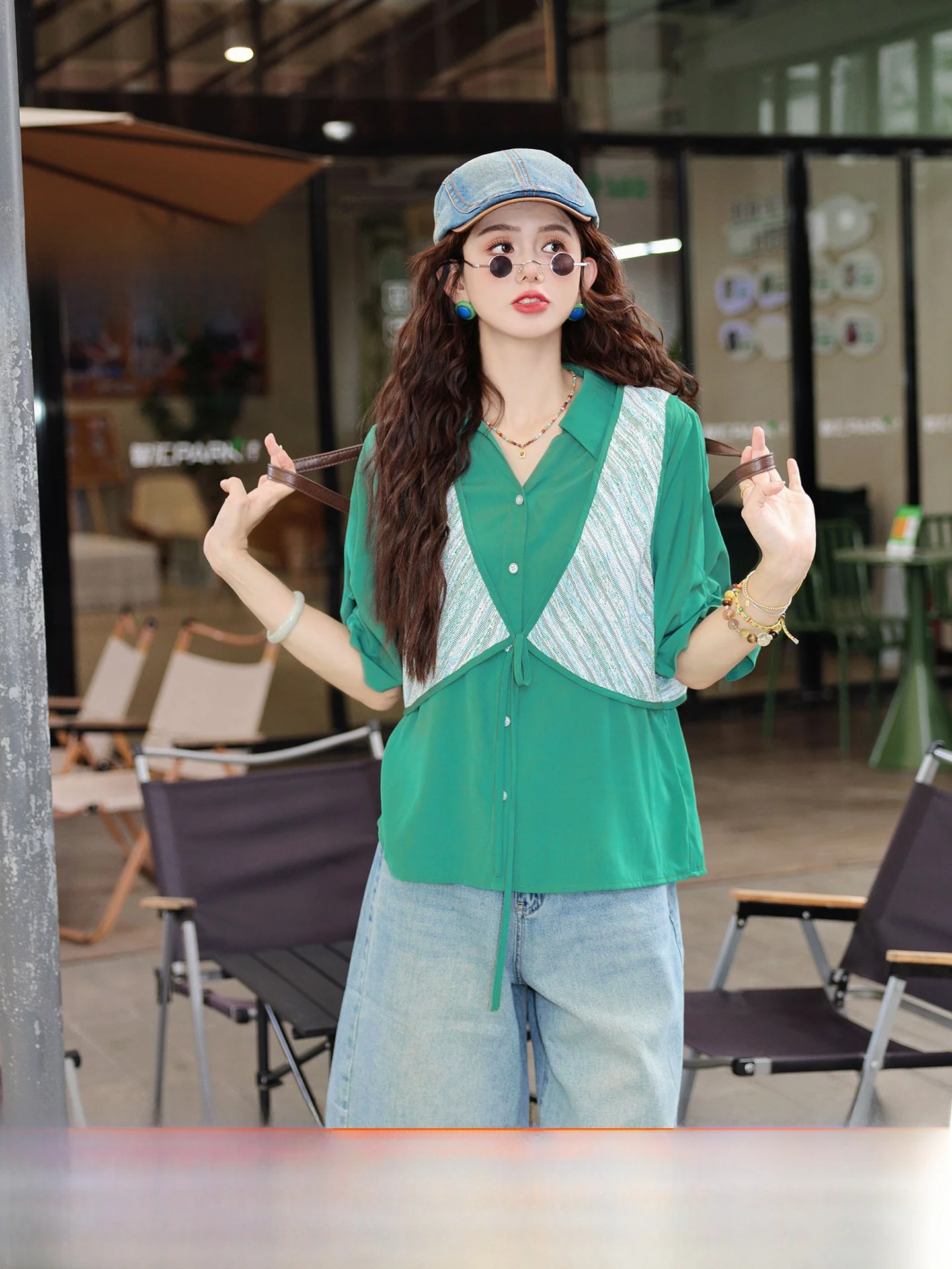 Chen Jiajie Mu Lin Die ng Five-Quarter Sve irt Women's Summer Thin Loose Belted Fake Two-Piece Top Collar ort S...
Chen Jiajie Mu Lin Die ng Five-Quarter Sve irt Women's Summer Thin Loose Belted Fake Two-Piece Top Collar ort S...