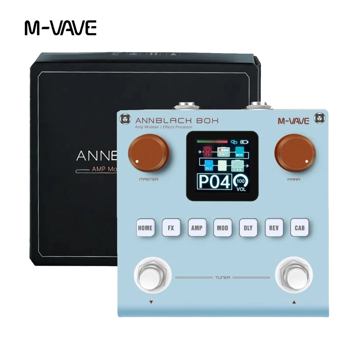 M-VAVE Annblack Box Amp Modeler & Effects Pedal – Light Blue, 6+1 Movable Modules, 3rd Party IR, Bluetooth, Stomp Mode, 1.54" Sc
M-VAVE Annblack Box Amp Modeler & Effects Pedal – Light Blue, 6+1 Movable Modules, 3rd Party IR, Bluetooth, Stomp Mode, 1.54" Sc