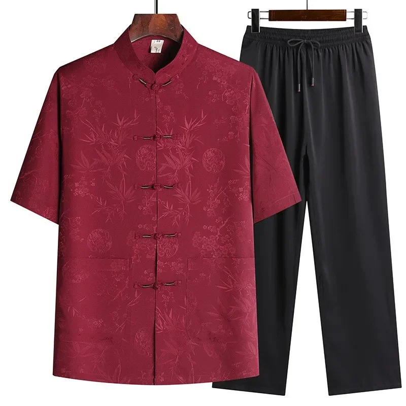 Summer Middle-aged and Elderly Dad Men's Short Sleeved Pants Set Chinese Tang Suit Men's Chinese Style Hanfu Grandpa Suit
Summer Middle-aged and Elderly Dad Men's Short Sleeved Pants Set Chinese Tang Suit Men's Chinese Style Hanfu Grandpa Suit