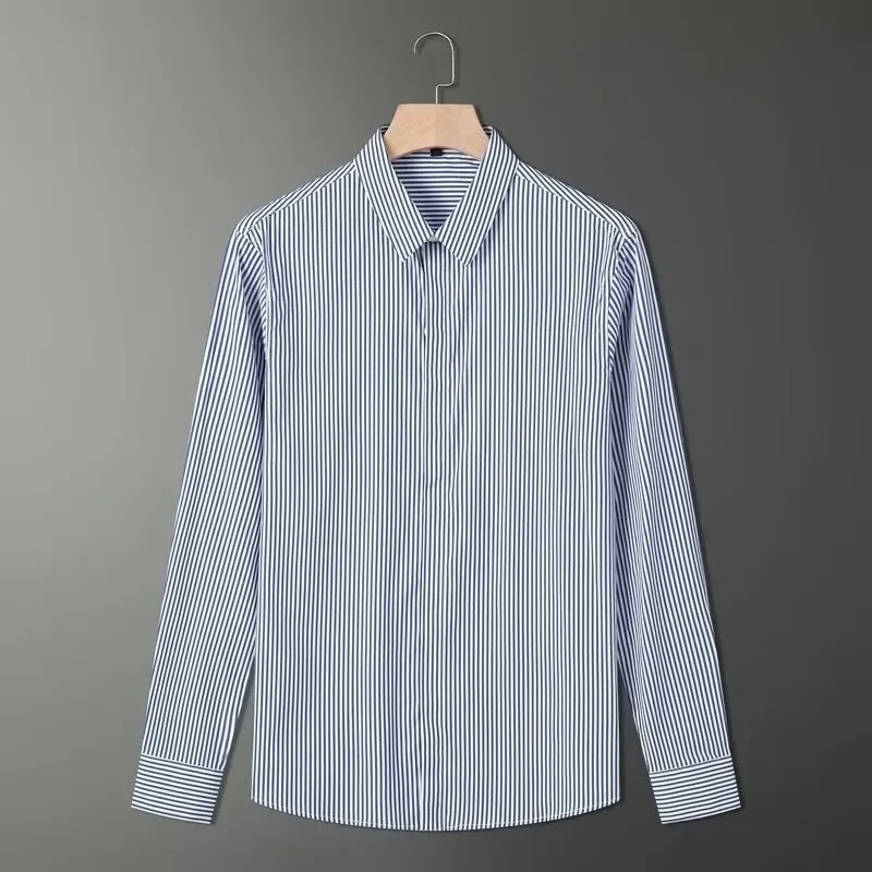 Spring Clothing Men's Luxury Casual Suit Collar Striped Shirts Korean Button-down Solid Color Long Sleeve Basic Shirt 2024 New
Spring Clothing Men's Luxury Casual Suit Collar Striped Shirts Korean Button-down Solid Color Long Sleeve Basic Shirt 2024 New