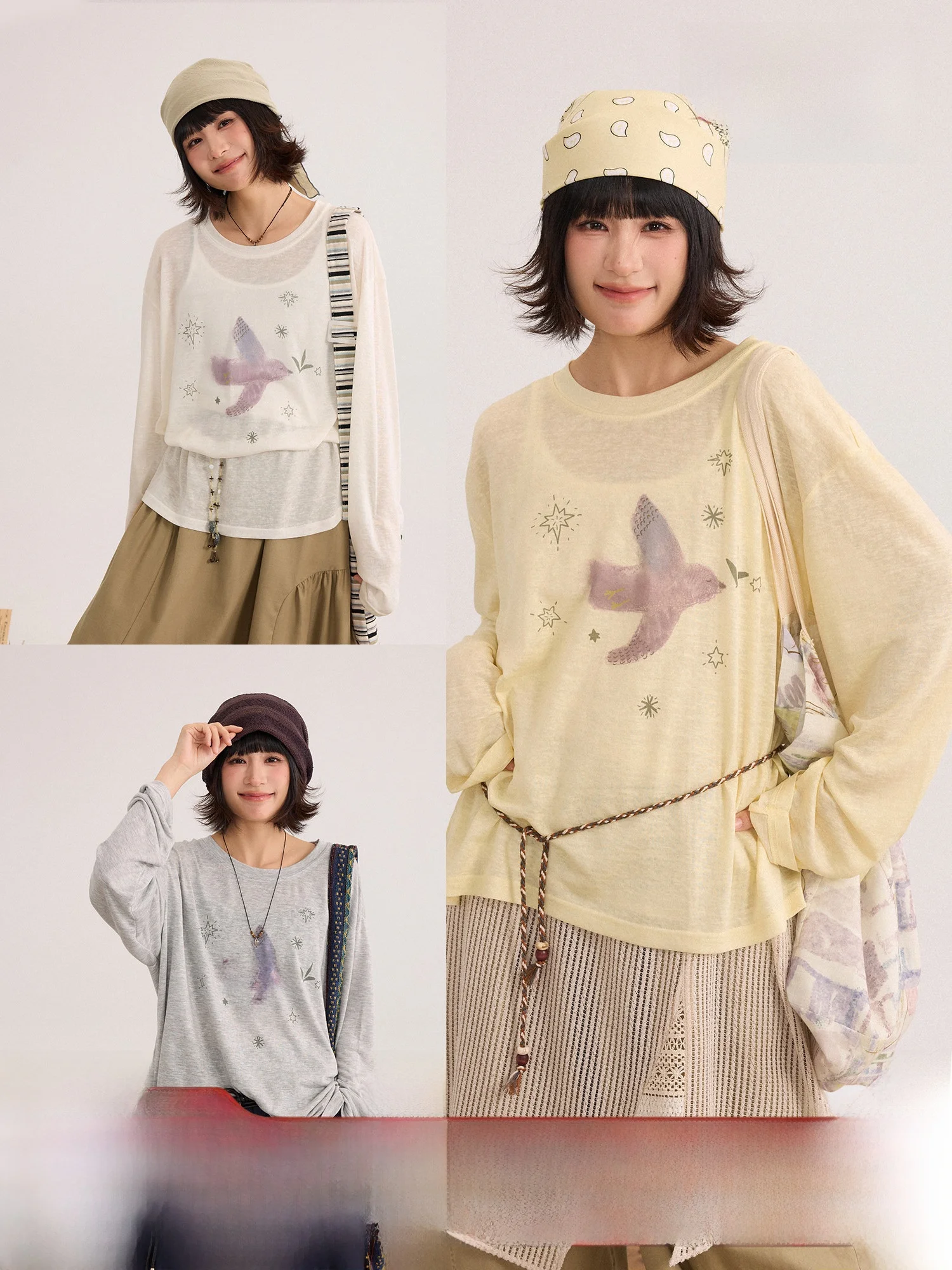 adual Print Loose oulder Women's T-irt Star Ray Bird Floral Light Thin Covering Spring Casual Sle Long Sve round Ne
adual Print Loose oulder Women's T-irt Star Ray Bird Floral Light Thin Covering Spring Casual Sle Long Sve round Ne