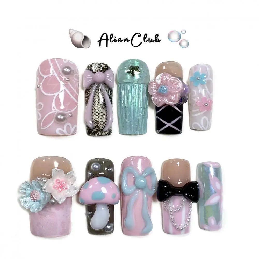 High-End Customization Cartoon Cute Pink Lace Bow Nail Art Mushroom Shape Girly Girl Handmade Sweetheart Fairy Wearable Fakenail
High-End Customization Cartoon Cute Pink Lace Bow Nail Art Mushroom Shape Girly Girl Handmade Sweetheart Fairy Wearable Fakenail