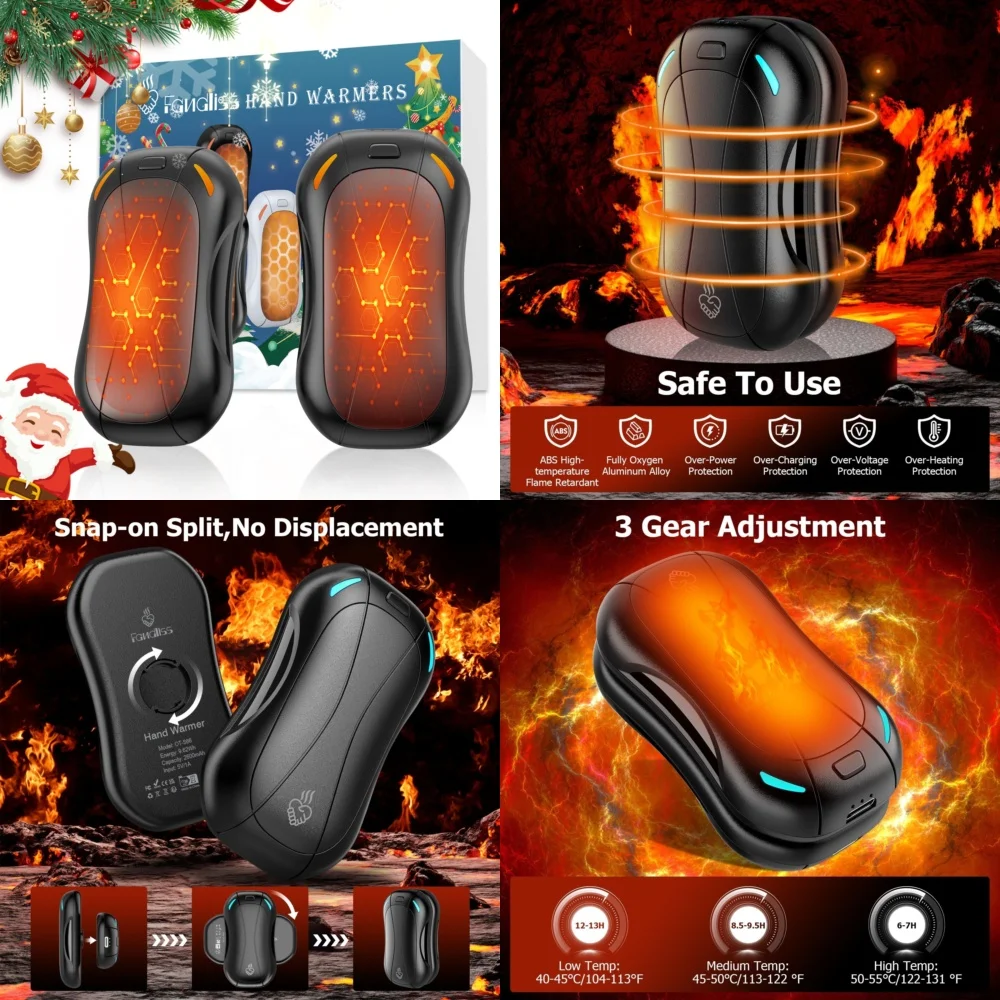 Hand WarmerRechargeable Hand Warmers 6000mAh Electric Heating Gloves 2 Pack Fast Warm Up Portable USB Charging Winter Gift for
Hand WarmerRechargeable Hand Warmers 6000mAh Electric Heating Gloves 2 Pack Fast Warm Up Portable USB Charging Winter Gift for