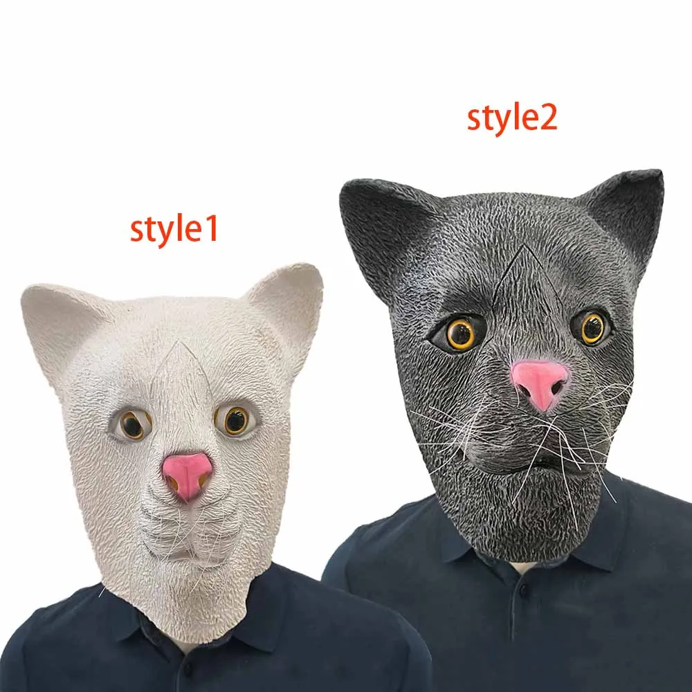 White Cat Black Cat Mask Realistic Animal Head for Halloween Costume Party Role Playing
White Cat Black Cat Mask Realistic Animal Head for Halloween Costume Party Role Playing