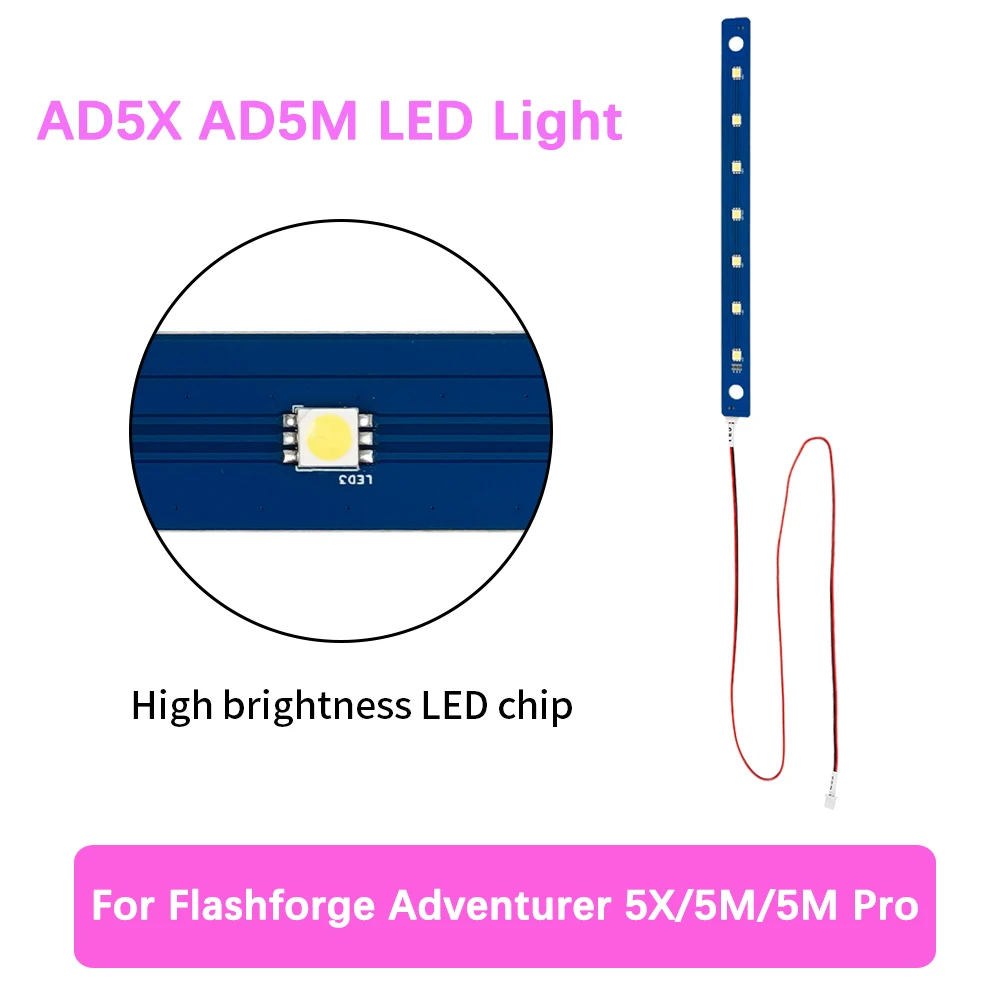 For Flashforge Adventurer 5X/5M/5M Pro Led 24V Light Bar AD5X AD5M LED Light Strips Bright 3D Printer Parts
For Flashforge Adventurer 5X/5M/5M Pro Led 24V Light Bar AD5X AD5M LED Light Strips Bright 3D Printer Parts