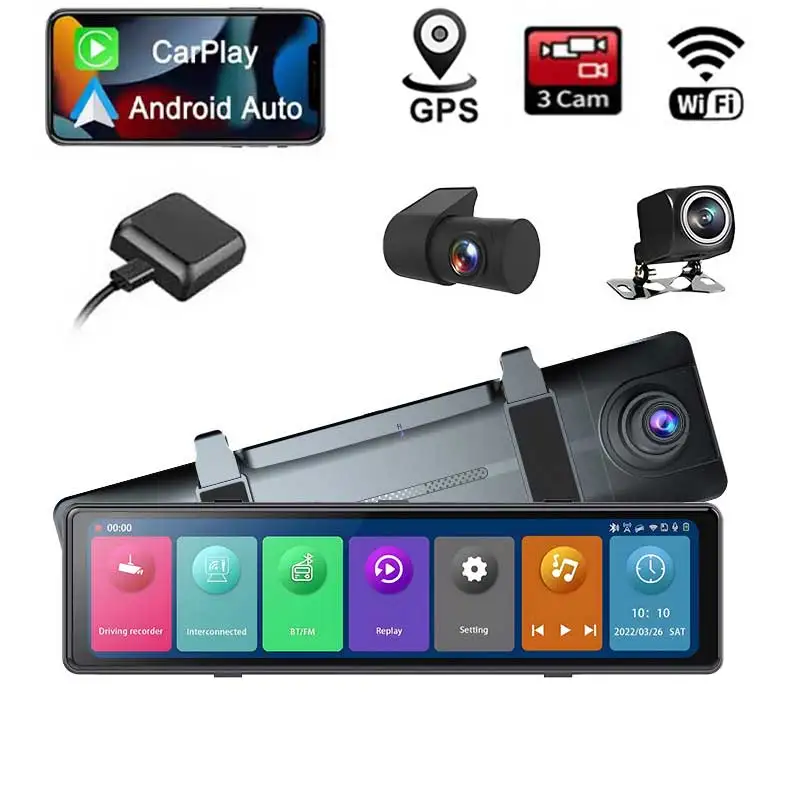 12Inch 3Channel Dash Cam for Car DVR 2.5K+2*1080P HD GPS WIFI CarPlay Video Recorder Android Auto Front Inside Rear View Mirror
12Inch 3Channel Dash Cam for Car DVR 2.5K+2*1080P HD GPS WIFI CarPlay Video Recorder Android Auto Front Inside Rear View Mirror