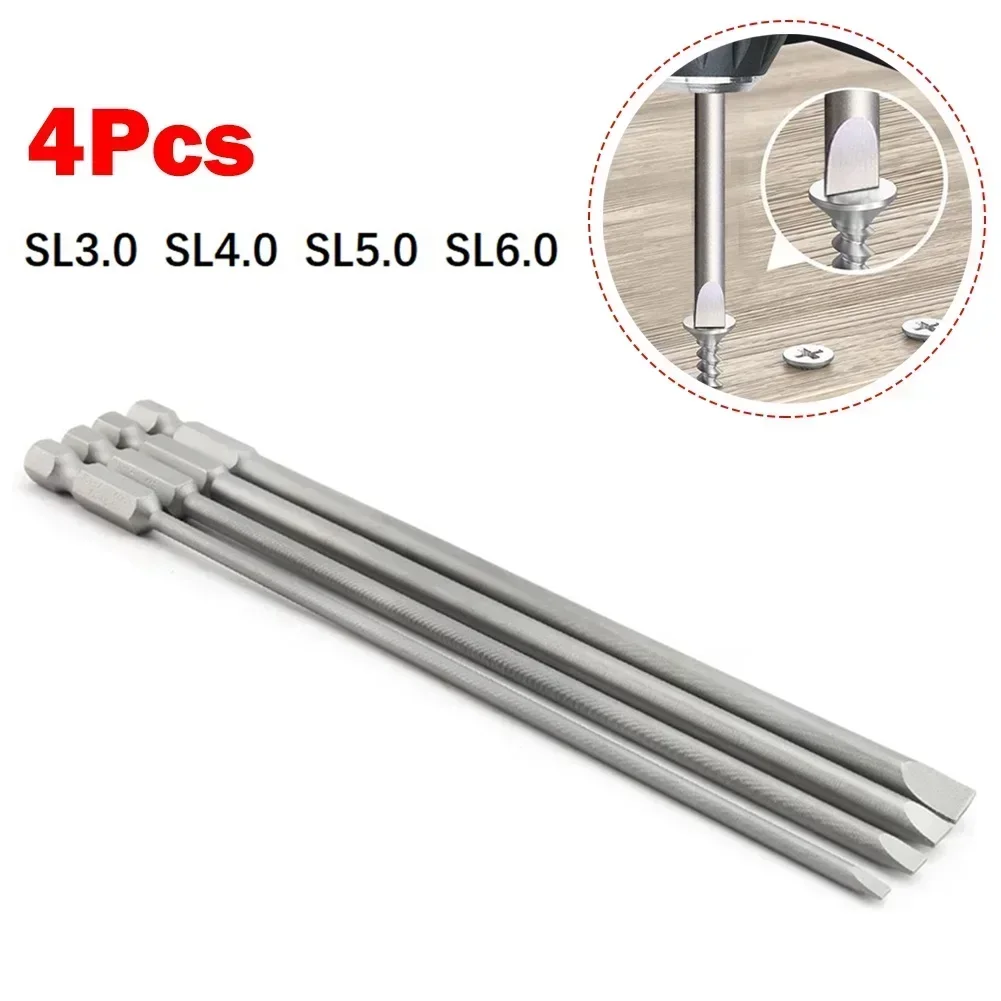 4Pcs 150mm Slotted Screwdriver Bit Set Magnetic Flat Head Screwdriver Bits 1/4" Hex Shank Screw Driver Hand Tools 3-6mm
4Pcs 150mm Slotted Screwdriver Bit Set Magnetic Flat Head Screwdriver Bits 1/4" Hex Shank Screw Driver Hand Tools 3-6mm