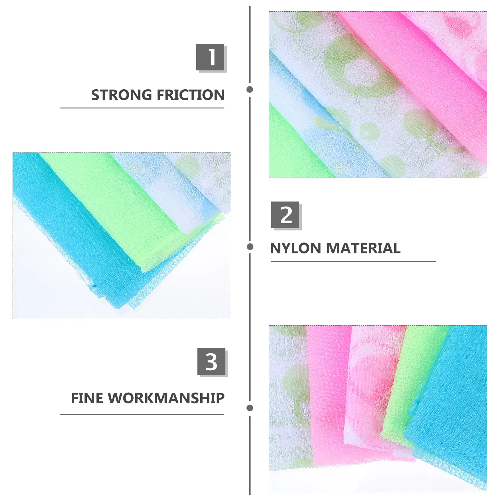 Набор из 6 длинных нейлоновых мочалок для душа и ванны, для глубокой очистки пор, отшелушивания кожи, для всех участков тела
Набор из 6 длинных нейлоновых мочалок для душа и ванны, для глубокой очистки пор, отшелушивания кожи, для всех участков тела