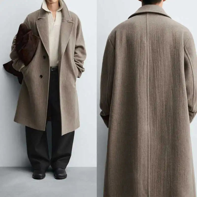 Classic Men's Woolen Overcoat Peaked Lapel Single Breasted Autumn Winter Warm Coat Casual Daily Formal Occasion Customized
Classic Men's Woolen Overcoat Peaked Lapel Single Breasted Autumn Winter Warm Coat Casual Daily Formal Occasion Customized
