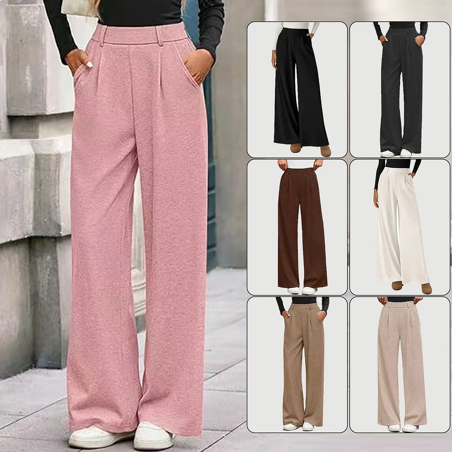 Pure Color Wide Leg Pants Women Casual Flowy Trousers Straight Leg Pants Loose Long Pants Spring Summer
Pure Color Wide Leg Pants Women Casual Flowy Trousers Straight Leg Pants Loose Long Pants Spring Summer