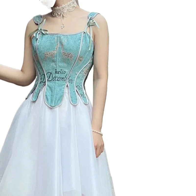 Silver Deer Print Embroidery Corset Top Cami Streetwear Blue Antique Spring Autumn Winter Overbust Corselet
Silver Deer Print Embroidery Corset Top Cami Streetwear Blue Antique Spring Autumn Winter Overbust Corselet