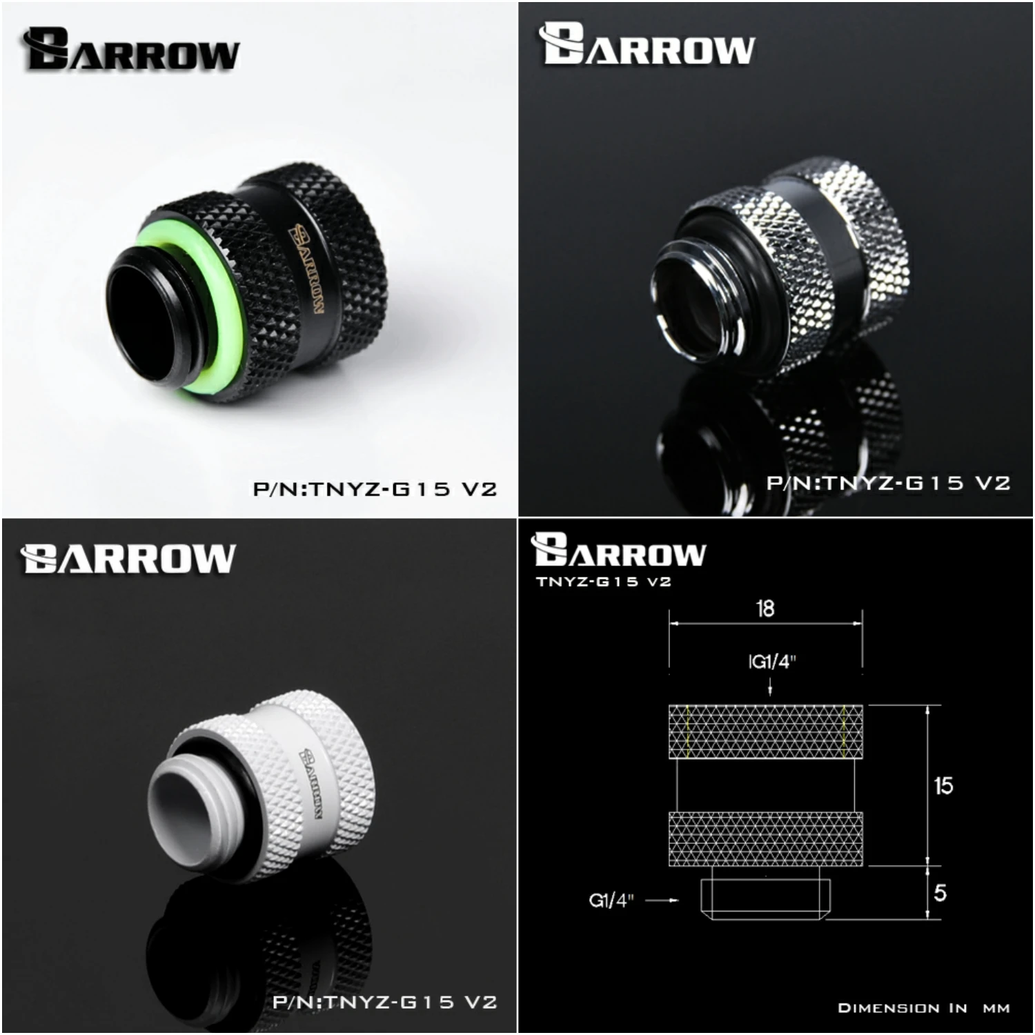 Barrow G1/4" 15mm Extend Joint Fitting Connector TNYZ-G15 v2
Barrow G1/4" 15mm Extend Joint Fitting Connector TNYZ-G15 v2