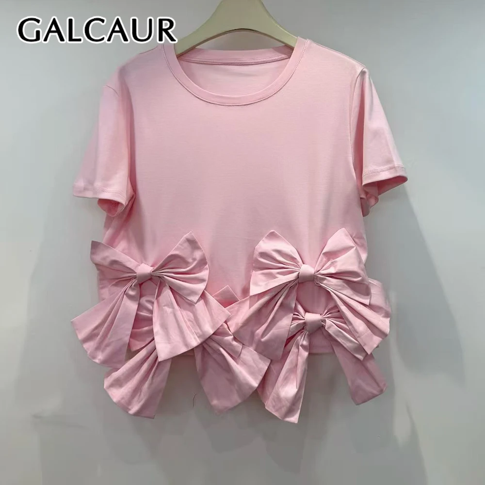 Женские элегантные свободные футболки GALCAUR с круглым вырезом, короткими рукавами, пэчворком и бантом, удобные топы, новая модная модель
Женские элегантные свободные футболки GALCAUR с круглым вырезом, короткими рукавами, пэчворком и бантом, удобные топы, новая модная модель
