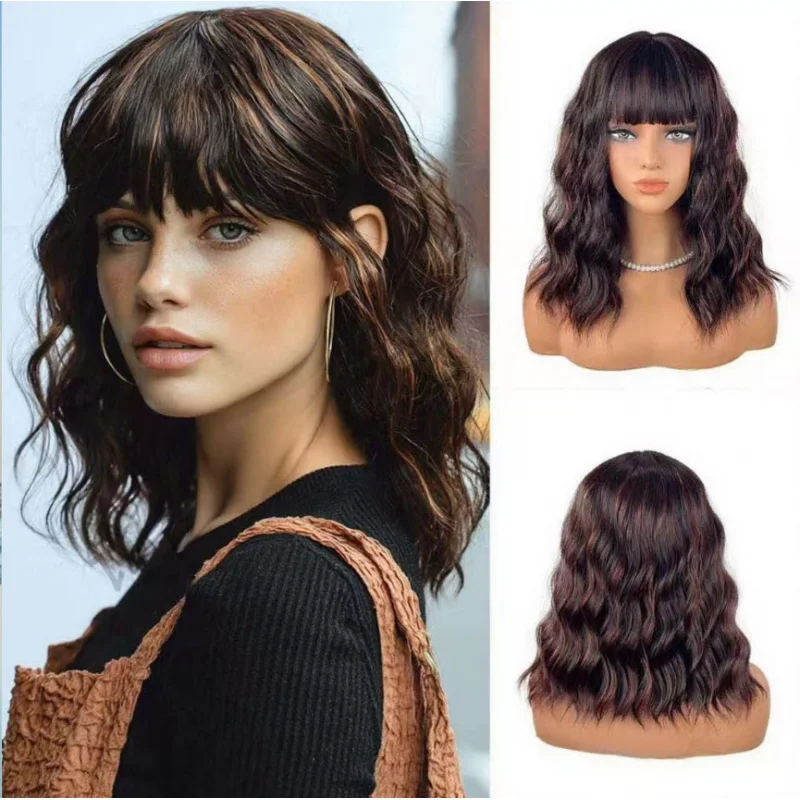New European and American Fashion High-Temperature Silk Wig with Bangs Short Curly Bob Wig Synthetic Fiber Bob Wig
New European and American Fashion High-Temperature Silk Wig with Bangs Short Curly Bob Wig Synthetic Fiber Bob Wig