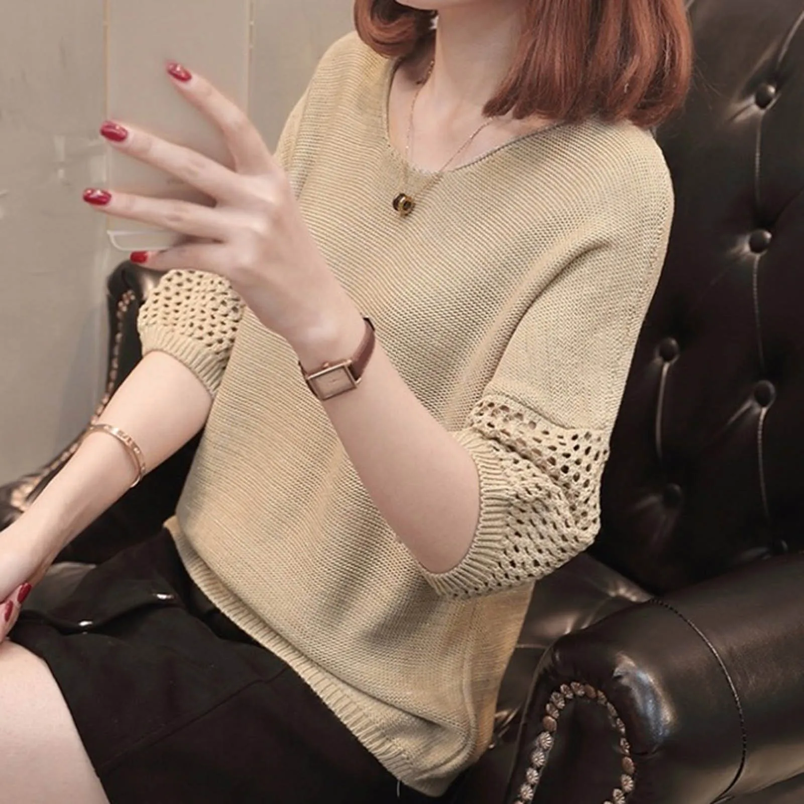 Ladies Solid Color Sweater Unique Hollow Design 4 Colors Pullover Sweater Gift for Women's Day Valentine's Day
Ladies Solid Color Sweater Unique Hollow Design 4 Colors Pullover Sweater Gift for Women's Day Valentine's Day