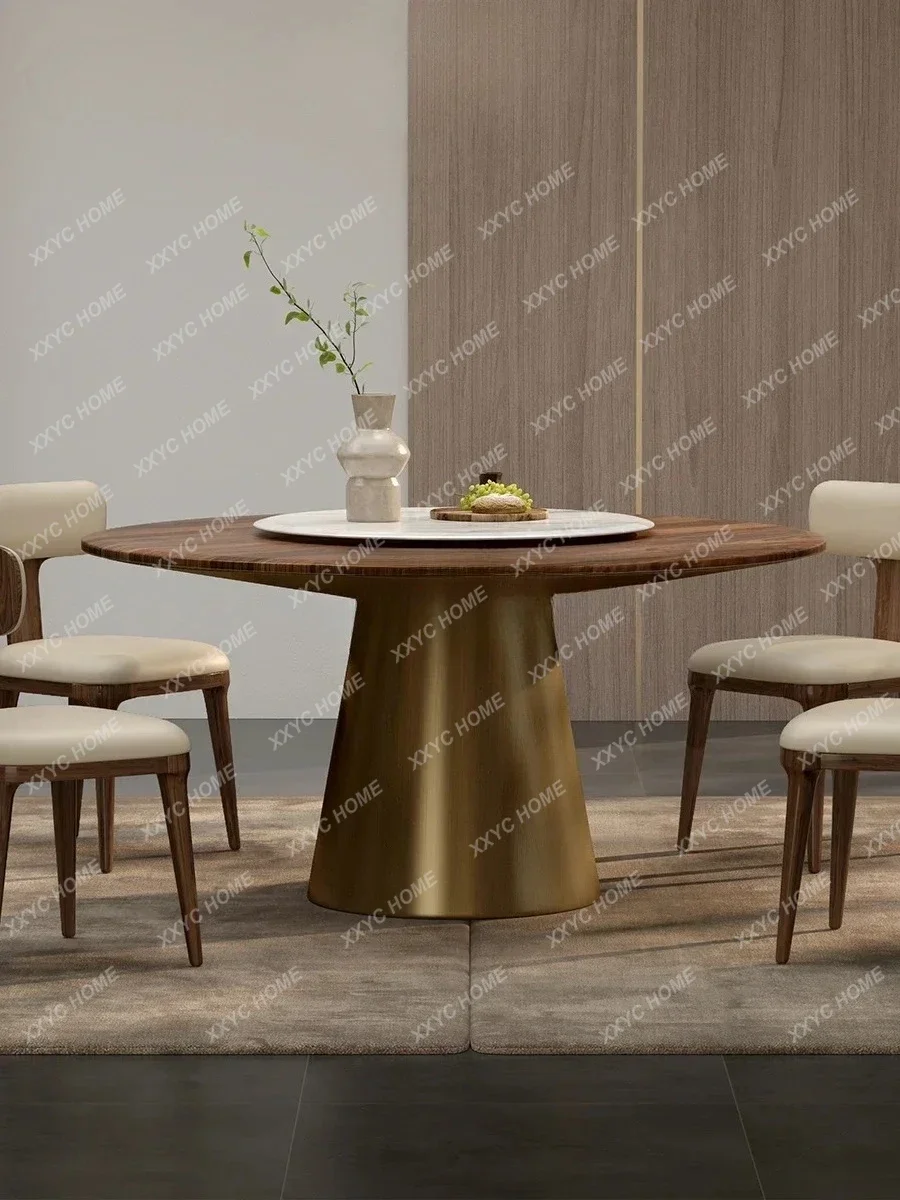 A Italian light luxury North American black walnut all solid wood dining table marble turntable dining table modern high-e
A Italian light luxury North American black walnut all solid wood dining table marble turntable dining table modern high-e