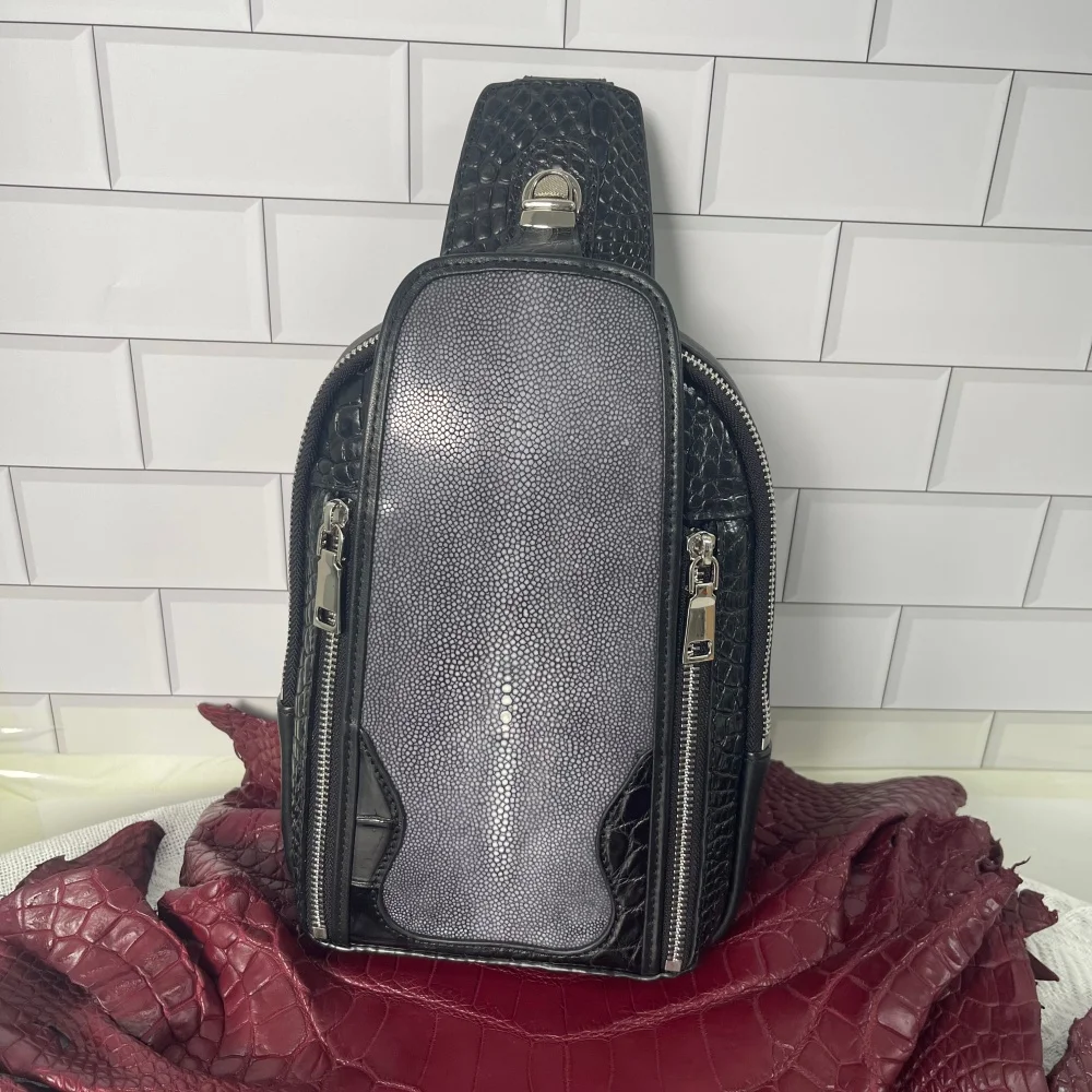 Luxury Real Crocodile Stingray Leather Chest Sling Bag For Men Handmade Multi Pockets Crossbody Business Travel Waist Pack
Luxury Real Crocodile Stingray Leather Chest Sling Bag For Men Handmade Multi Pockets Crossbody Business Travel Waist Pack