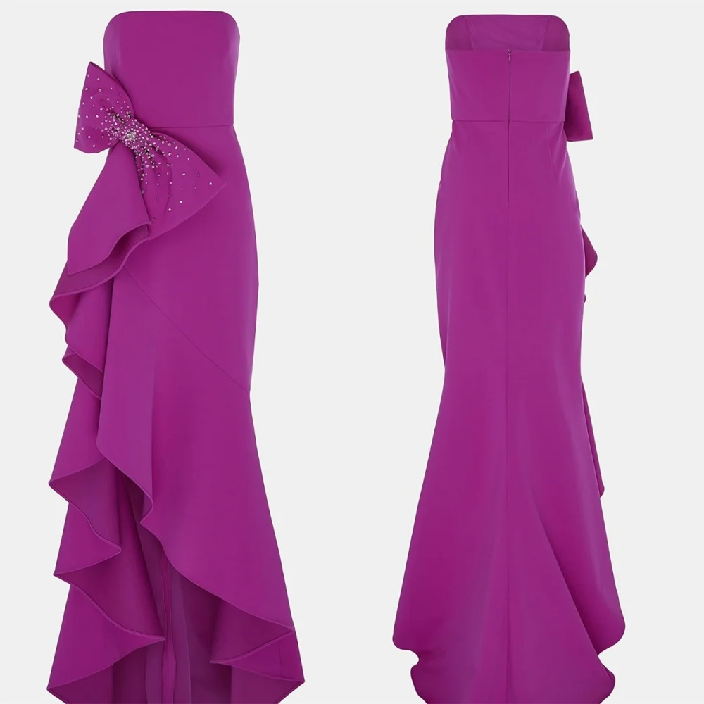 Customized Delicate Rose Red Jersey Evening Dress High Quality Strapless Sleeveless Crystal Bow Mermaid Bespoke Occas
Customized Delicate Rose Red Jersey Evening Dress High Quality Strapless Sleeveless Crystal Bow Mermaid Bespoke Occas