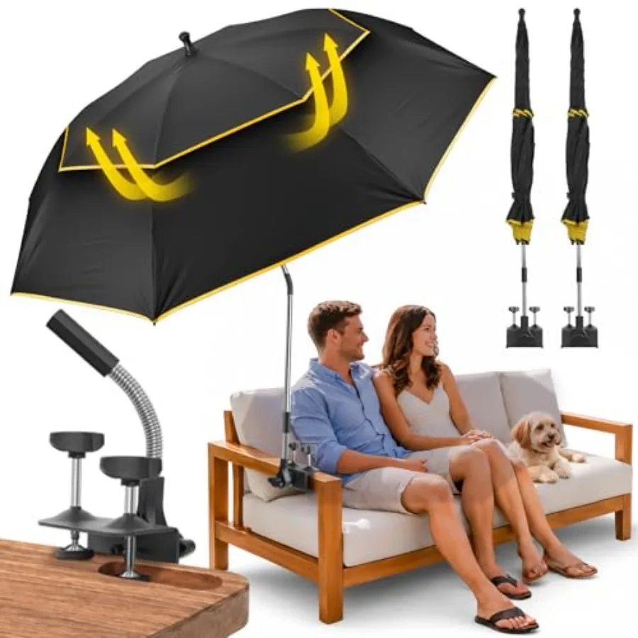 Chair Umbrella with Clamp, 2PACK 53 Inch Double Canopy Beach Chair Umbrella with Universal Clamp, 50+ UV Protection, 360° Swive
Chair Umbrella with Clamp, 2PACK 53 Inch Double Canopy Beach Chair Umbrella with Universal Clamp, 50+ UV Protection, 360° Swive