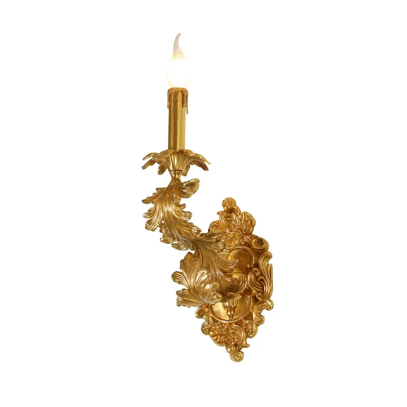 Vintage indoor wall lamp, antique elegant LED candle shaped wall lamp, luxurious classic golden copper flower wall lamp
Vintage indoor wall lamp, antique elegant LED candle shaped wall lamp, luxurious classic golden copper flower wall lamp