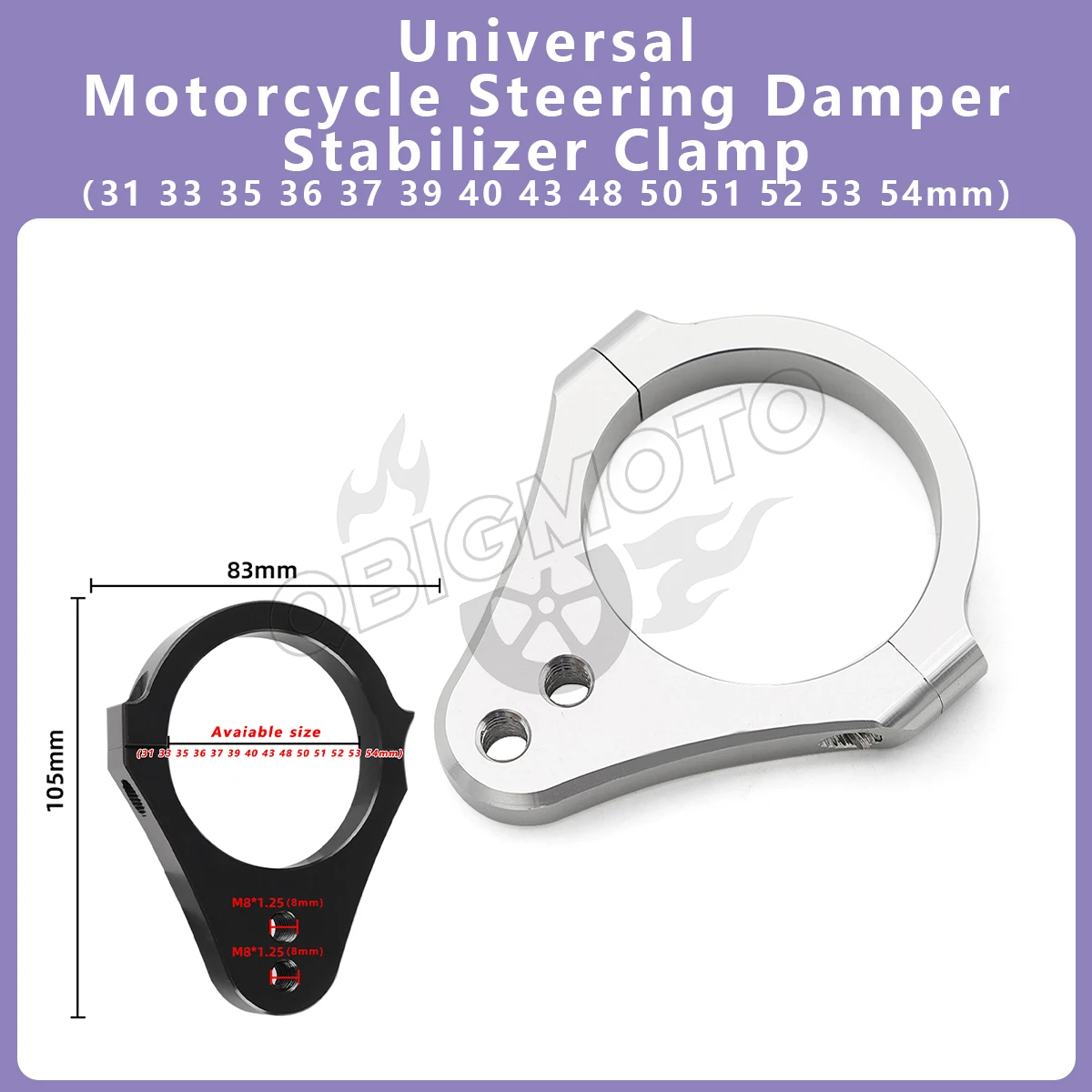 Steering Damper Bracket Fork Clamp Support Holder Universal Motorcycle Front shock absorber modified Accessories 30-60 mm CNC
Steering Damper Bracket Fork Clamp Support Holder Universal Motorcycle Front shock absorber modified Accessories 30-60 mm CNC