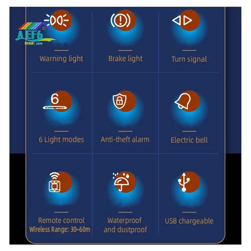 AEF6-Bicycle Turn Signals Light Rechargeable Bike Tail Light Wireless Anti-Theft Bike Alarm For Bicycle Taillight Alarm
AEF6-Bicycle Turn Signals Light Rechargeable Bike Tail Light Wireless Anti-Theft Bike Alarm For Bicycle Taillight Alarm