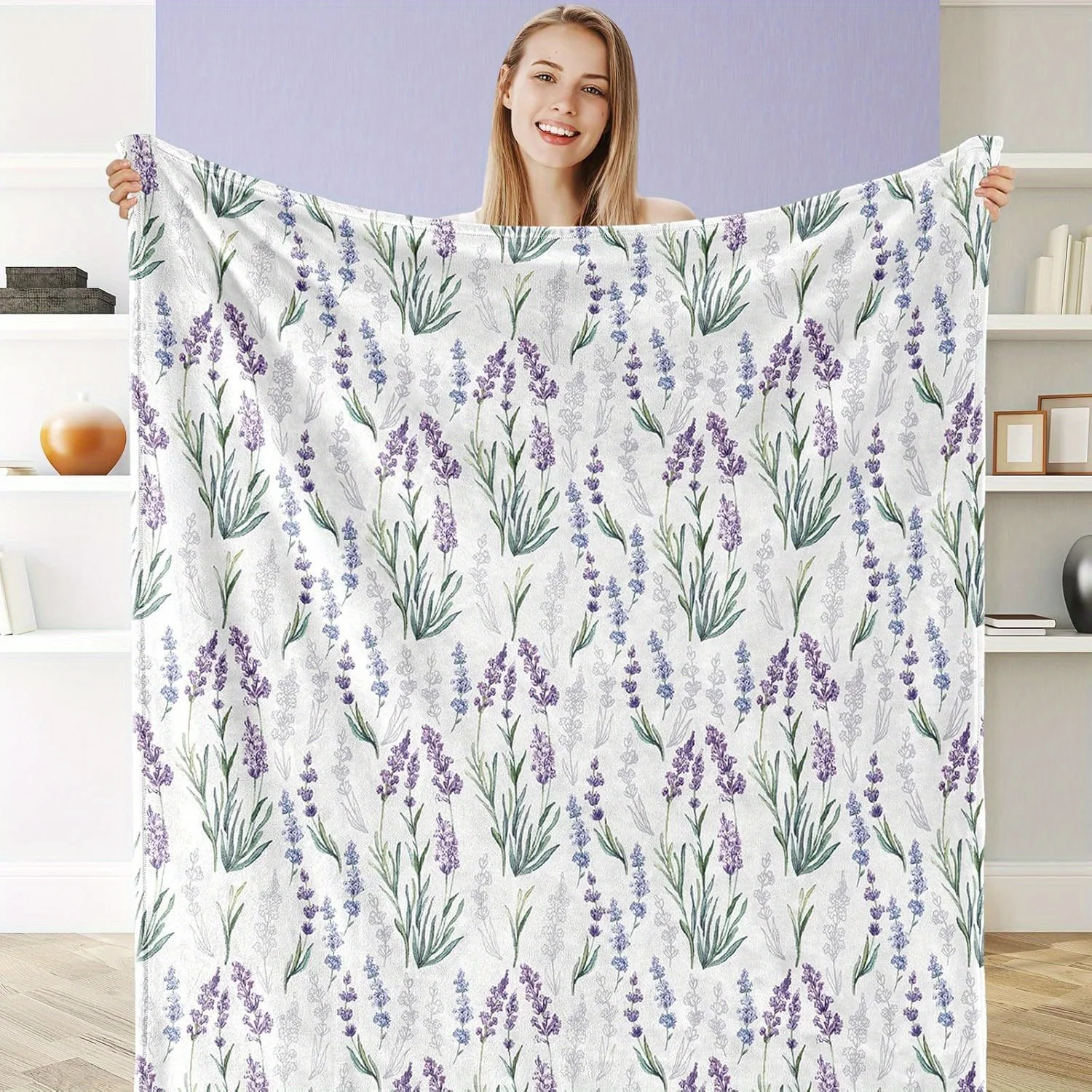 1pc Lavender Blanket Watercolor Floral Blanket Purple Flowers Soft and Comfortable Flannel Blanket Suitable for Family Bed Sofa
1pc Lavender Blanket Watercolor Floral Blanket Purple Flowers Soft and Comfortable Flannel Blanket Suitable for Family Bed Sofa