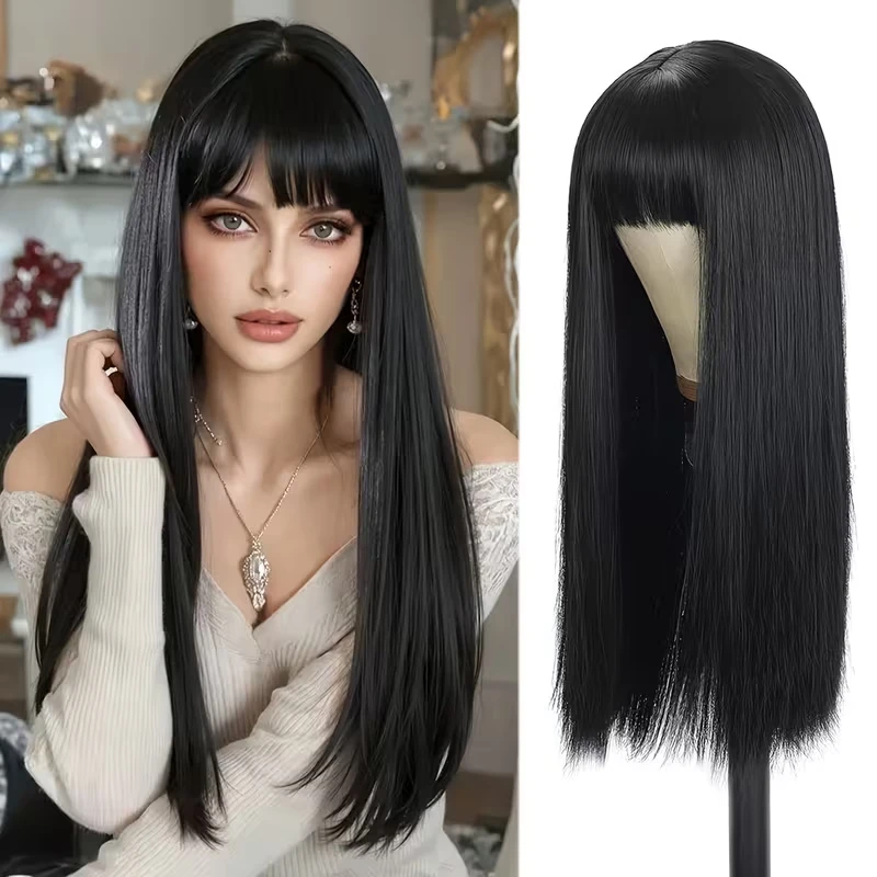 Black 26-inch synthetic wig for long straight hair, Halloween cosplay, daily party, high-temperature hairpiece
Black 26-inch synthetic wig for long straight hair, Halloween cosplay, daily party, high-temperature hairpiece