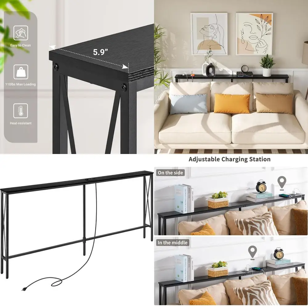 Узкий консольный диванный столик 5.9 Slim с розетками, 70.9 Ш x 31.5 В, черный, с удлинителем 6.5 футов
Узкий консольный диванный столик 5.9 Slim с розетками, 70.9 Ш x 31.5 В, черный, с удлинителем 6.5 футов