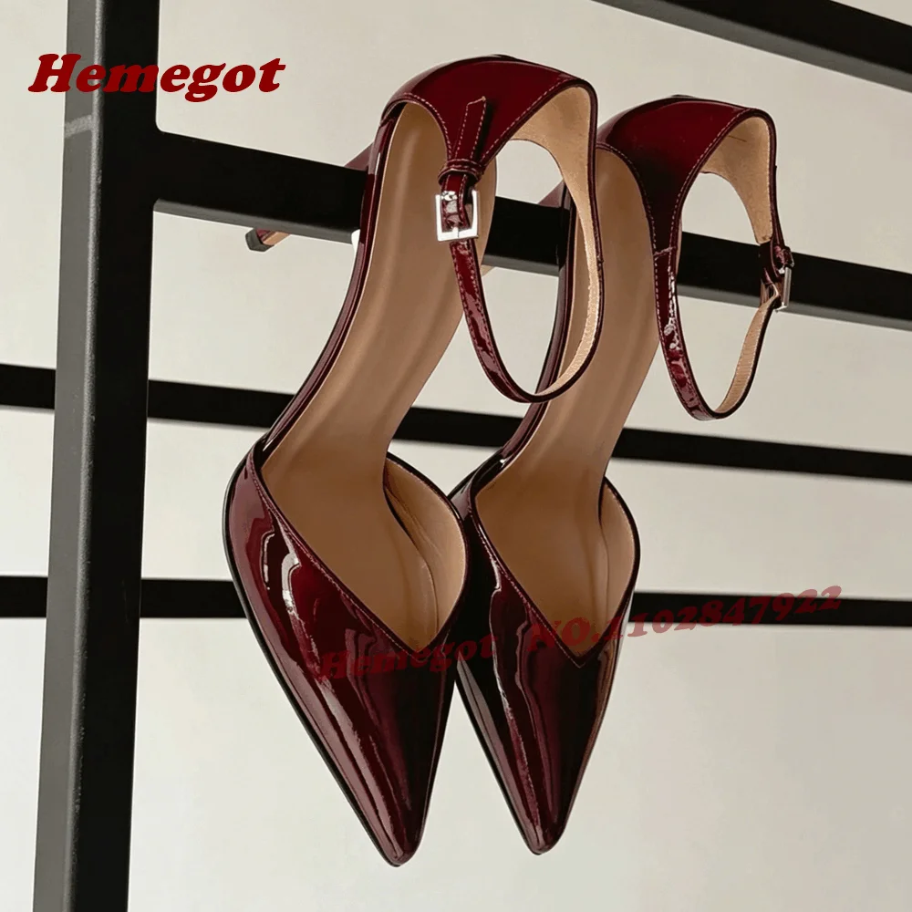 Burgundy V-Cut Ankle Buckled Pumps Pointy Toe Stiletto Heels Women's Pumps Side Air Glossy Casual Runway Shoes Elegant Patent
Burgundy V-Cut Ankle Buckled Pumps Pointy Toe Stiletto Heels Women's Pumps Side Air Glossy Casual Runway Shoes Elegant Patent