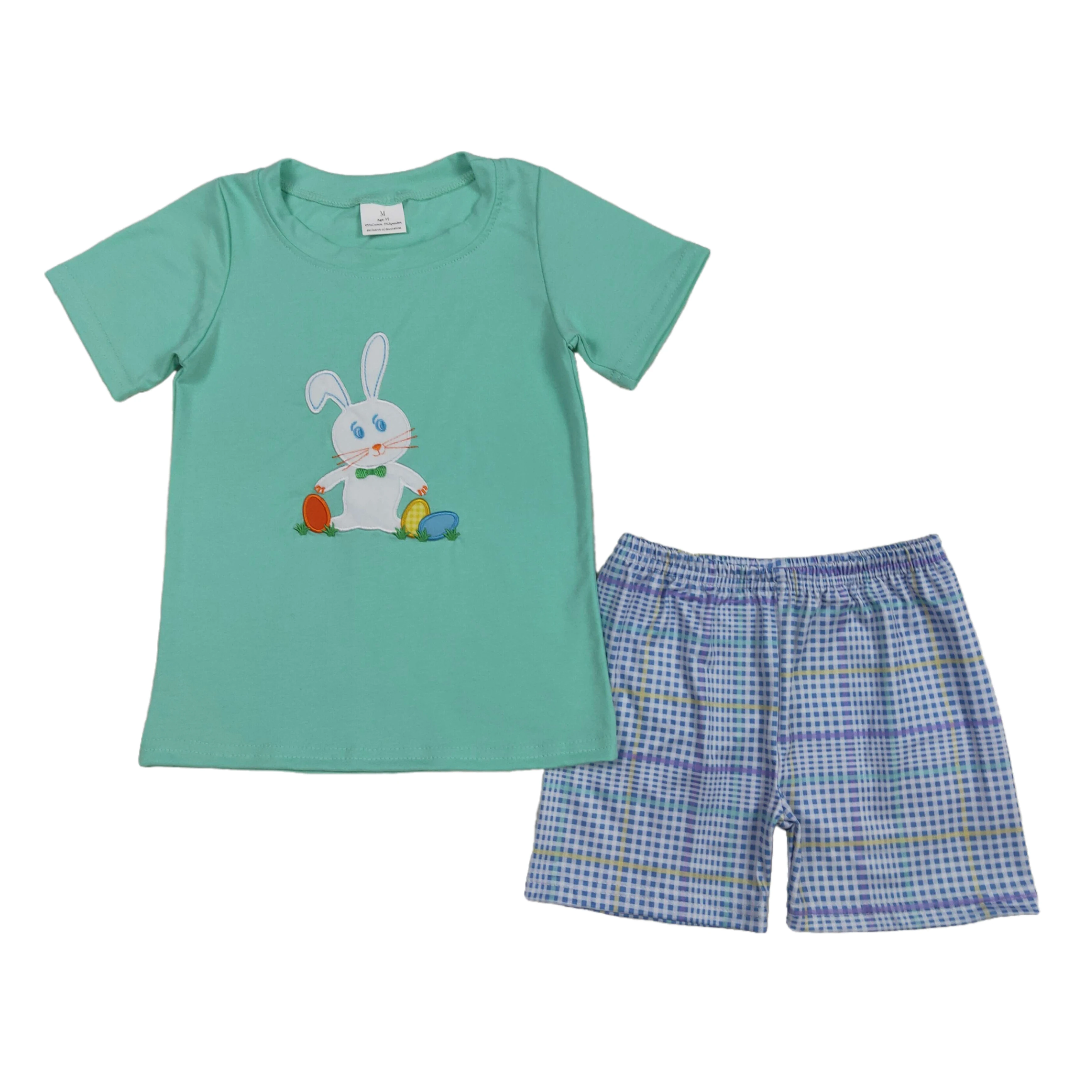 Wholesale Kids Easter Set Toddler Baby Boy Short Sleeves Embroidery Rabbits Eggs Cotton Shirt Tee Plaid Shorts Children Outfit
Wholesale Kids Easter Set Toddler Baby Boy Short Sleeves Embroidery Rabbits Eggs Cotton Shirt Tee Plaid Shorts Children Outfit