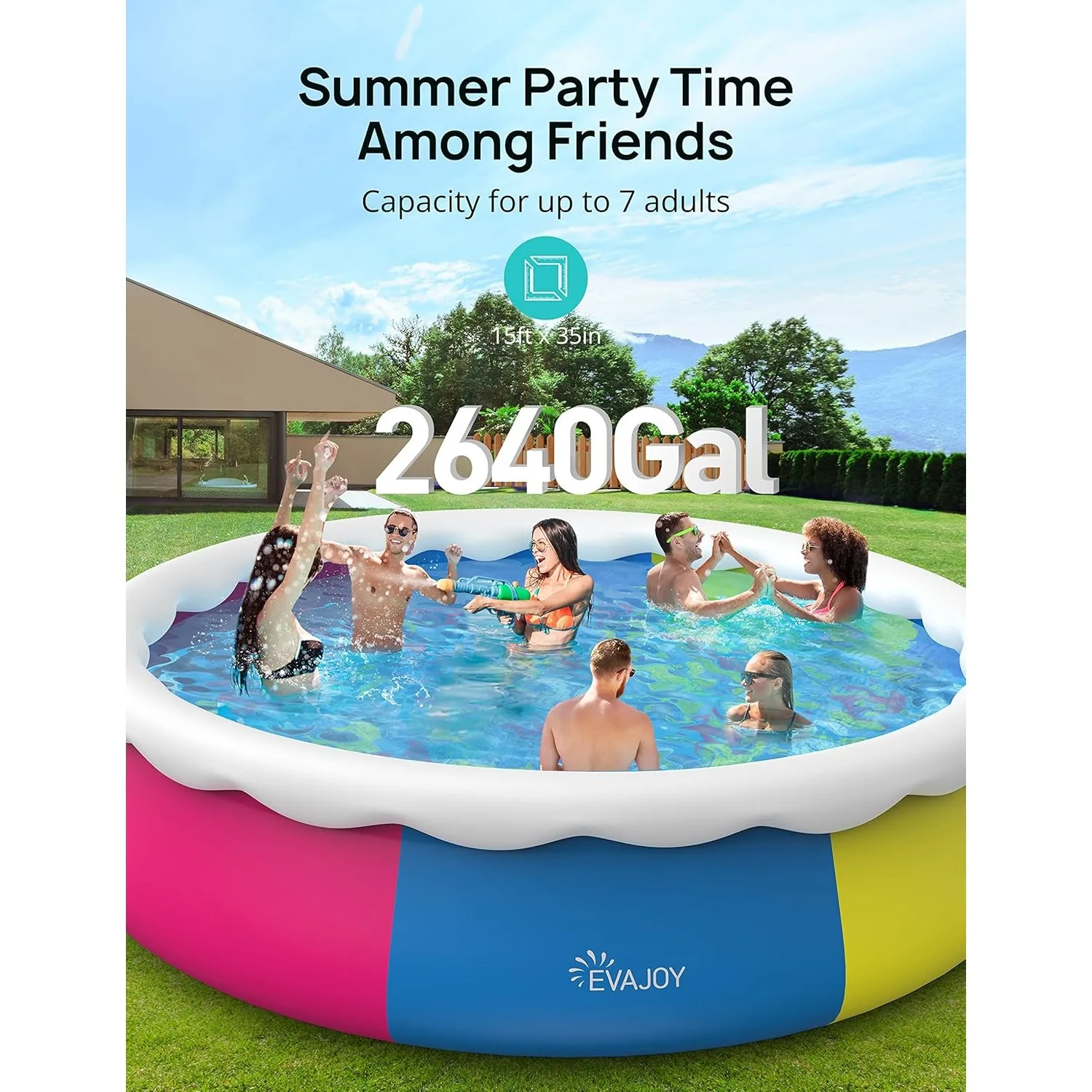Inflatable Above Ground Pool, Filter Pump & Ground Cloth & Cover, Outdoor, 15ft*35in, Custom
Inflatable Above Ground Pool, Filter Pump & Ground Cloth & Cover, Outdoor, 15ft*35in, Custom