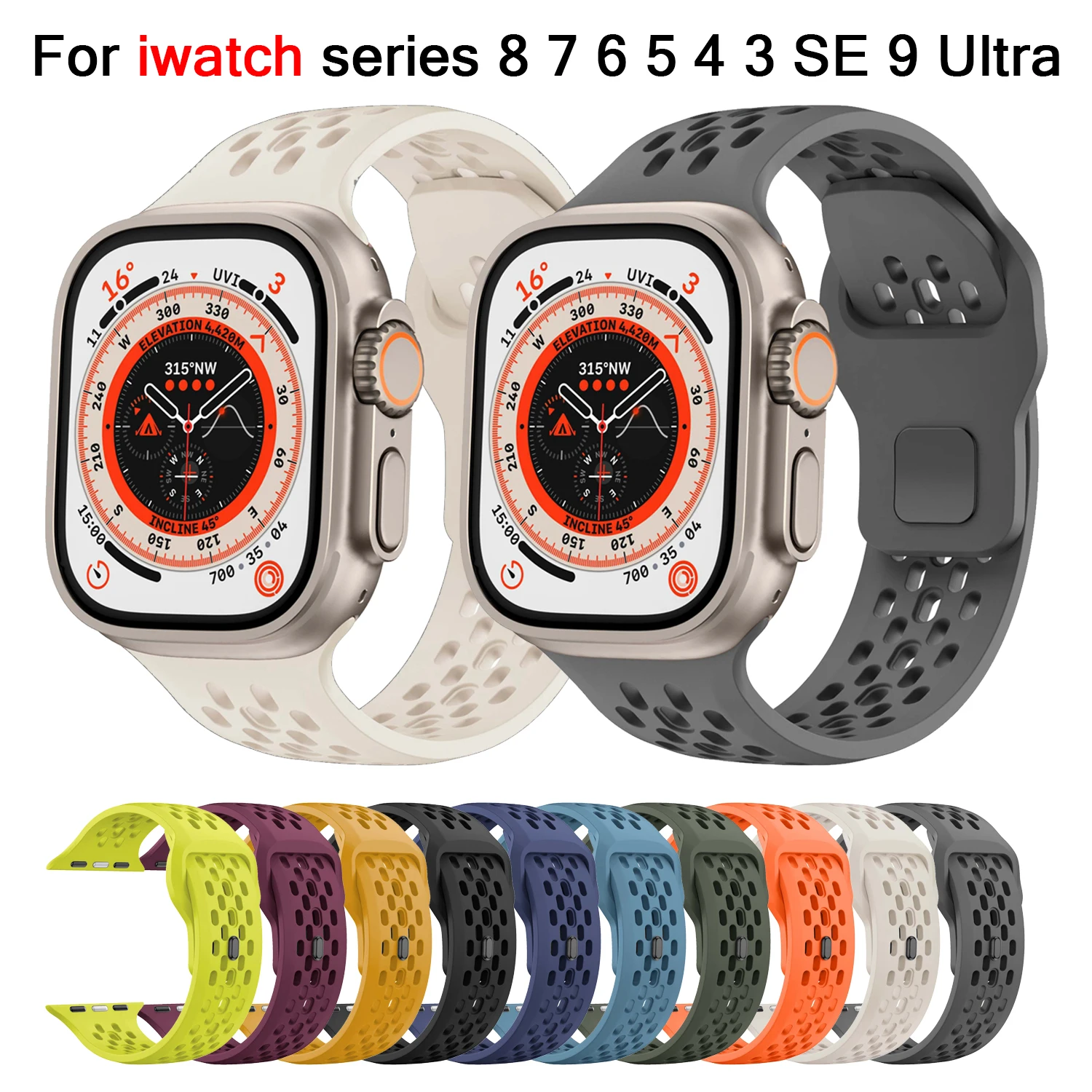 Sports Silicone Strap For Apple Watch Series 38mm 40mm 41mm 42mm 44mm 45mm 46mm 49mm iWatch SE3 2 ultra1 2 3 Smart Watch Correa
Sports Silicone Strap For Apple Watch Series 38mm 40mm 41mm 42mm 44mm 45mm 46mm 49mm iWatch SE3 2 ultra1 2 3 Smart Watch Correa