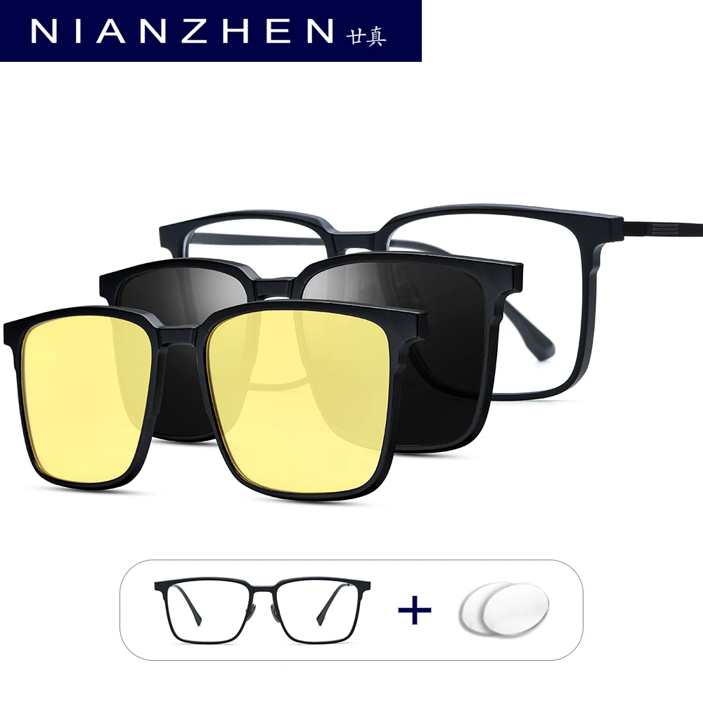 NIANZHEN Alloy Prescription Eyeglasses Custom Myopia Optical Eyewear Men Square Magnet Glasses Night Vision Polarized Lens 22216
NIANZHEN Alloy Prescription Eyeglasses Custom Myopia Optical Eyewear Men Square Magnet Glasses Night Vision Polarized Lens 22216