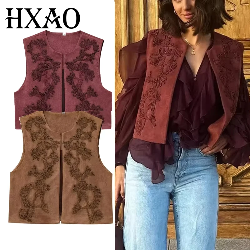 HXAO женские жилеты, пальто, жилет с цветочной вышивкой, женский укороченный жилет без рукавов, кардиган, весна-лето, жилет из искусственной замши 088
HXAO женские жилеты, пальто, жилет с цветочной вышивкой, женский укороченный жилет без рукавов, кардиган, весна-лето, жилет из искусственной замши 088