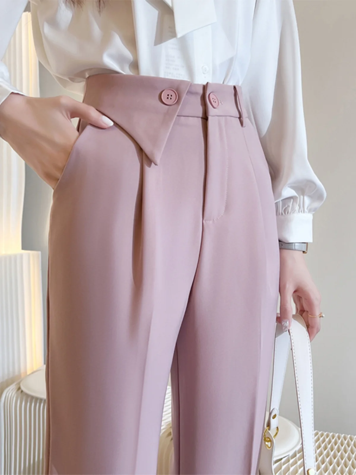 Розовые повседневные брюки с высокой талией и прямыми штанинами, женские костюмные брюки, утягивающие профессиональные брюки-харлан длиной 7/8
Розовые повседневные брюки с высокой талией и прямыми штанинами, женские костюмные брюки, утягивающие профессиональные брюки-харлан длиной 7/8