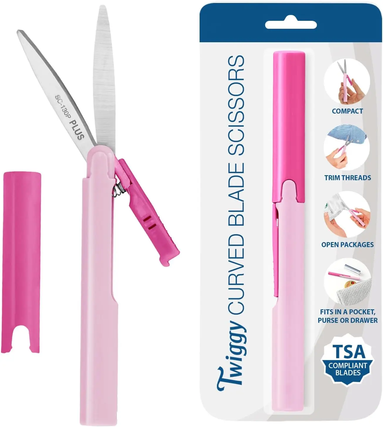 Compact Pink Pen-Style Scissors with Cover, TSA Compliant Non-Stick Blades for Easy Cutting
Compact Pink Pen-Style Scissors with Cover, TSA Compliant Non-Stick Blades for Easy Cutting