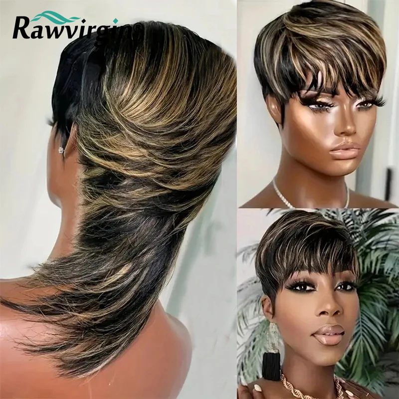 Straight Short Pixie Cut Wigs For Women Full Machine Made Human Hair Wig Brazilian 100% Remy F1B27 Color Glueless Wear And Go
Straight Short Pixie Cut Wigs For Women Full Machine Made Human Hair Wig Brazilian 100% Remy F1B27 Color Glueless Wear And Go