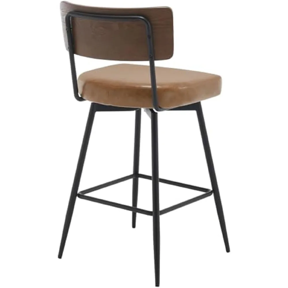 Counter Height Swivel Bar Stools Set of 3 - Upholstered Faux Leather with Wooden Backs & Metal Legs - 26" Seat Height
Counter Height Swivel Bar Stools Set of 3 - Upholstered Faux Leather with Wooden Backs & Metal Legs - 26" Seat Height