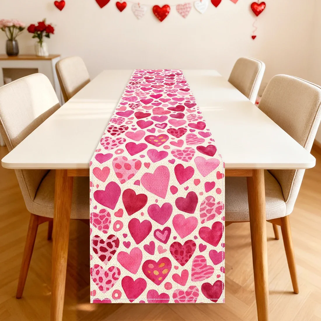 Valentine's Day Leopard Pink Love Digital Printed Linen Look 100% Polyester Table Runner For Dining Table & Home Decor
Valentine's Day Leopard Pink Love Digital Printed Linen Look 100% Polyester Table Runner For Dining Table & Home Decor