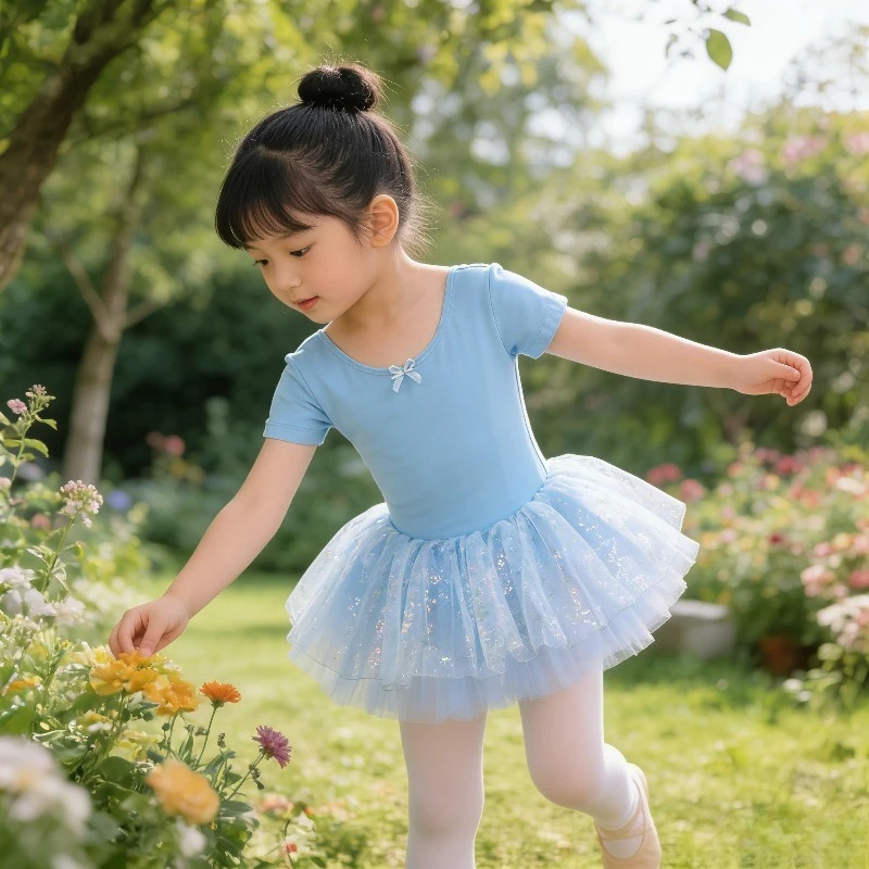 Girls Ballet Leotard Short Sleeve Sparkle Tutu Dress Kids Dancewear Cross Back Gymnastics Leotards Children Performance Costume
Girls Ballet Leotard Short Sleeve Sparkle Tutu Dress Kids Dancewear Cross Back Gymnastics Leotards Children Performance Costume