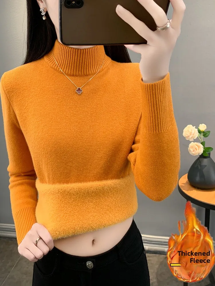 Thickened Fleece Lined Knitted Base Shirt Women's Sweater One-Piece Autumn Winter New Style Warm Slim Fit Half High Collar In...
Thickened Fleece Lined Knitted Base Shirt Women's Sweater One-Piece Autumn Winter New Style Warm Slim Fit Half High Collar In...