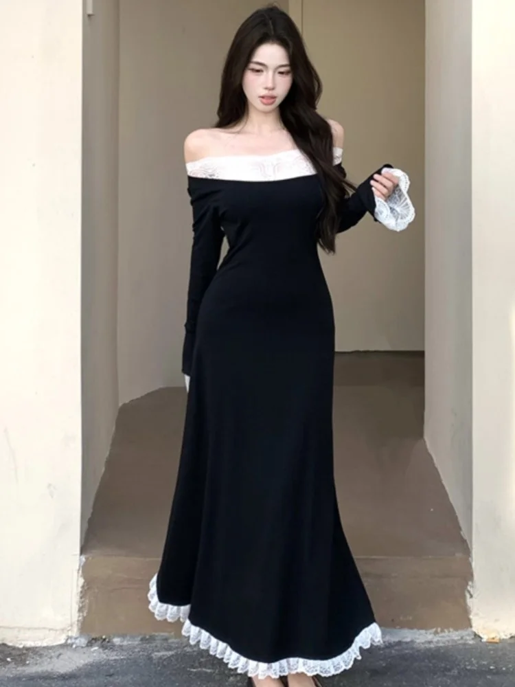 Sexy Off Shoulder Womens Dresses Elegant Patchwork Slash Neck Long Sleeve Party Dress Slim Waist A-Line Vestidos Female Clothing
Sexy Off Shoulder Womens Dresses Elegant Patchwork Slash Neck Long Sleeve Party Dress Slim Waist A-Line Vestidos Female Clothing