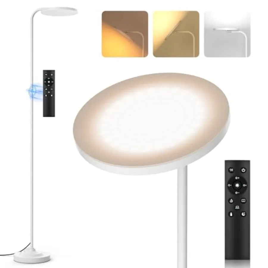 36W LED Floor Lamp Super Bright Standing Lamp Modern Stepless Dimmable Torchiere Tall Lamp with Remote Control 350°Rotating Hea
36W LED Floor Lamp Super Bright Standing Lamp Modern Stepless Dimmable Torchiere Tall Lamp with Remote Control 350°Rotating Hea