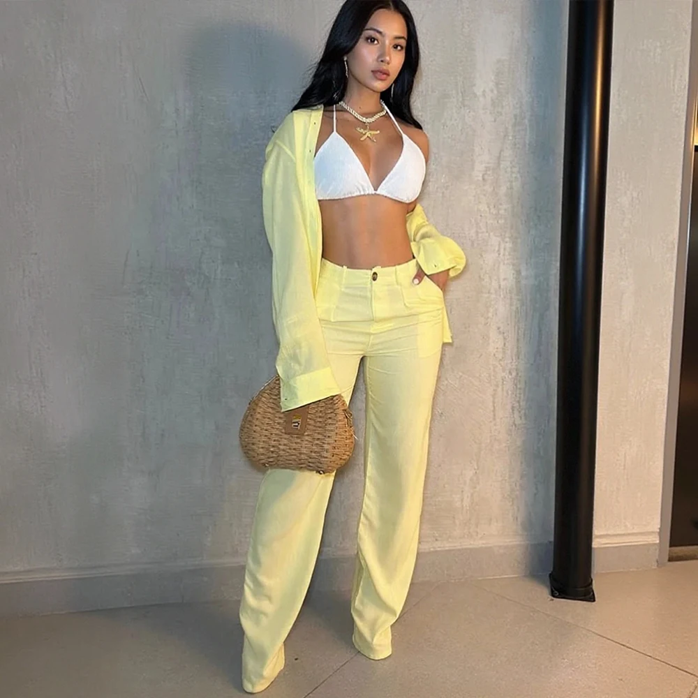 Wefads Women's Casual Shirt Wide Leg Pants Suits Loose Long Pants Fashion Office Lady Long Sleeves 2-piece set
Wefads Women's Casual Shirt Wide Leg Pants Suits Loose Long Pants Fashion Office Lady Long Sleeves 2-piece set