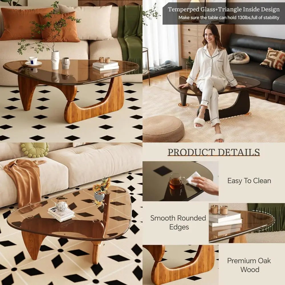 Современный журнальный столик со стеклянной столешницей и основанием из коричневого ореха
Современный журнальный столик со стеклянной столешницей и основанием из коричневого ореха